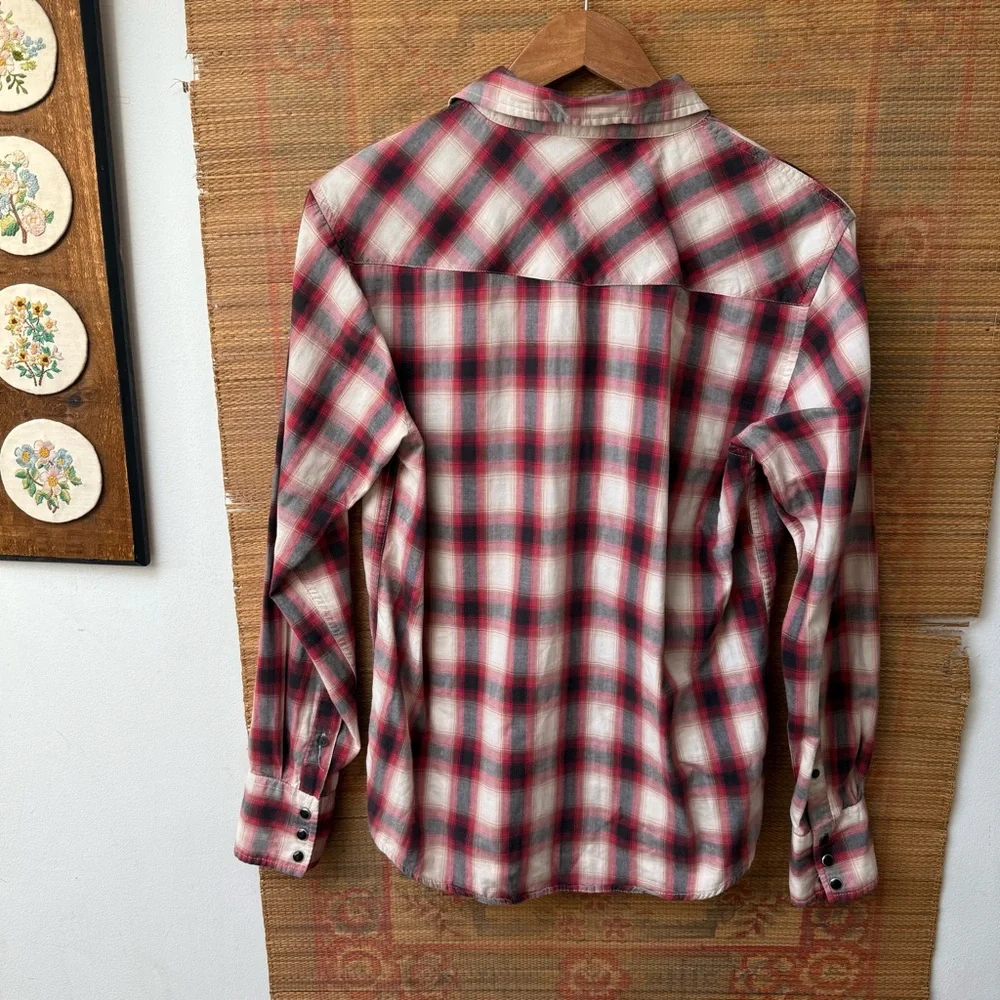 Men's Plaid Pearl Snap Button Western Shirt